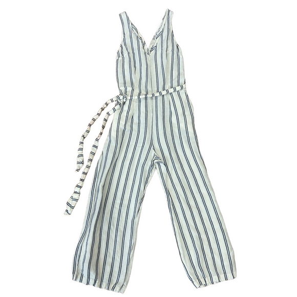 Universal Thread Pants - Universal Thread Linen Blend White Pinstripe Jump Suit Women’s size Small